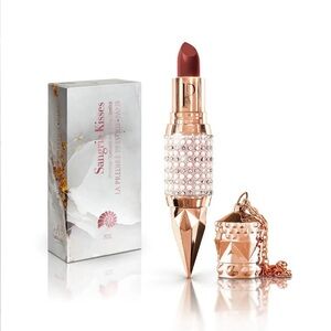 Sangria Kisses Lipstick — Deep Rose Shade in Rose Gold Pearl Case